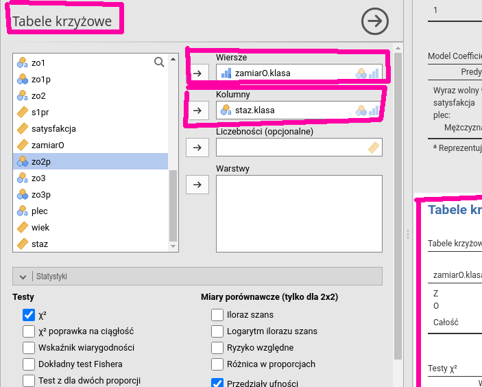 Tabele krzyżowe